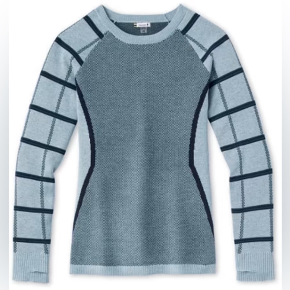 Smartwool Geometric Merino Wool Blend Blue Knit Sweater, Women’s XL.